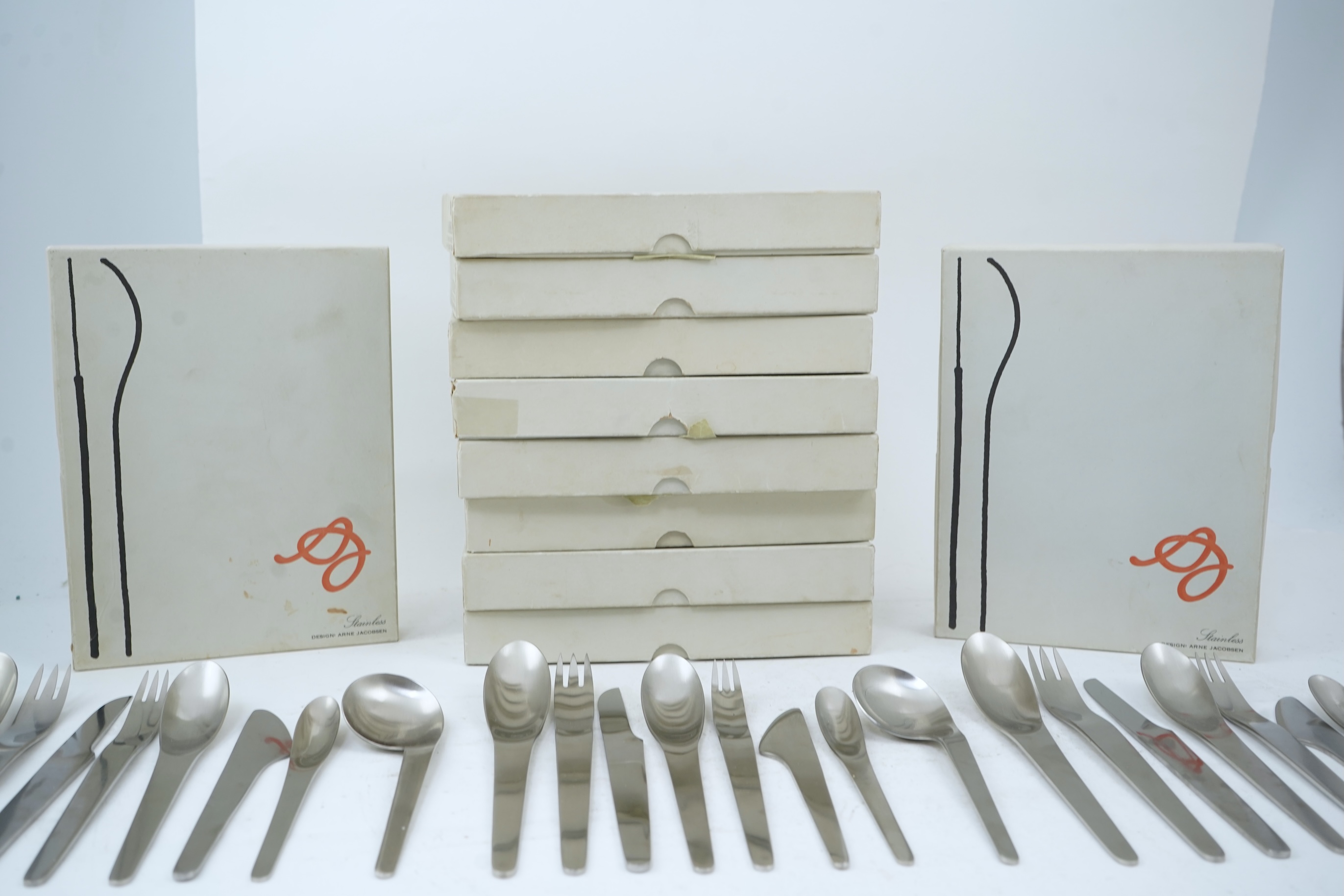 Arne Jacobsen (Danish, 1902-1971) for Anton Michelson: A canteen of 'model 660' stainless steel cutlery